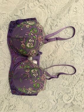 Savage X Fenty Purple Floral Embroidered Underwire Bra